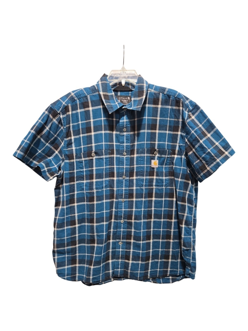Carhartt Men’s Blue Plaid Short-Sleeve Work Shirt Size XL